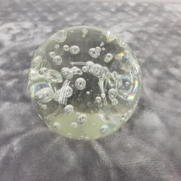Murano‎ Clear Round Glass Paperweight - Picture 1 of 12